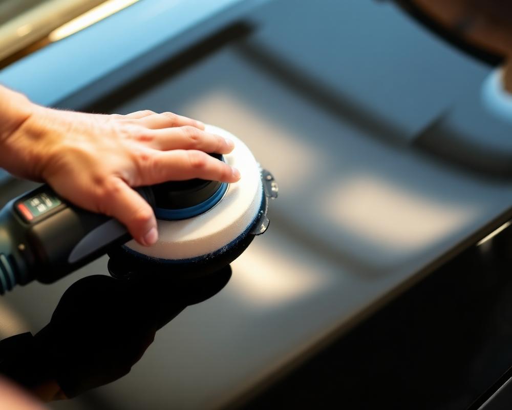 Machine polishing a car panel